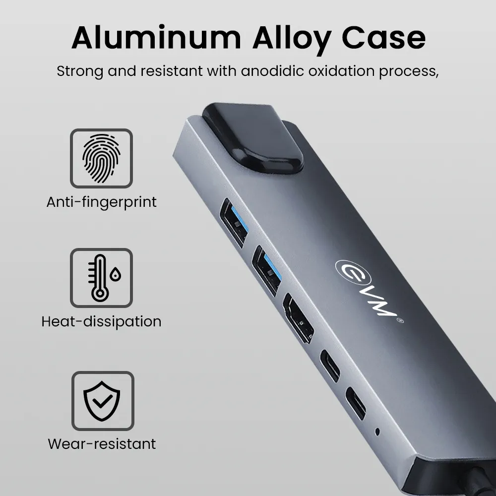 EVM TYPE C HUB Dock 8 in 1 (HDMI | USB | LAN | TF | SD CARD | TYPE-C) view 4